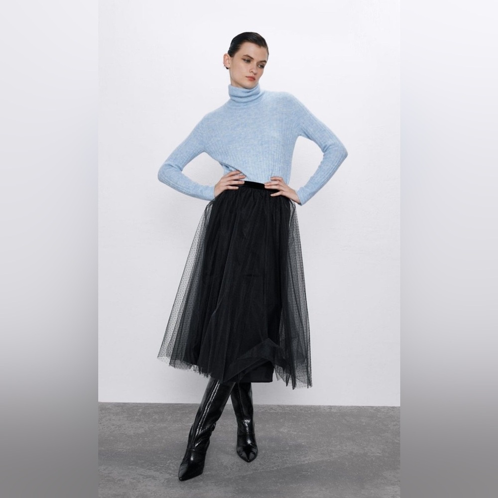 Zara Tulle polka dot skirt midi maxi